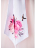 Printed Satin Blush Pink Tulle V Back Ankle Length Flower Girl Dress 